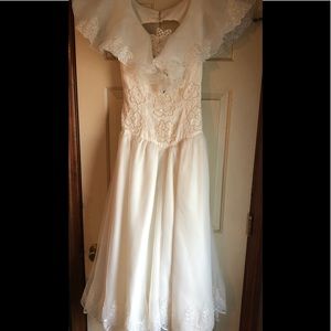 Ivory tea length wedding dress, size 8
